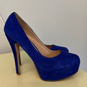Aldo blue suede platform, high heels/5 inch heel.